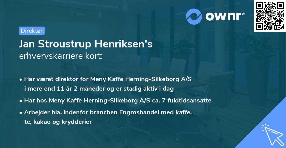 Jan Stroustrup Henriksen's erhvervskarriere kort