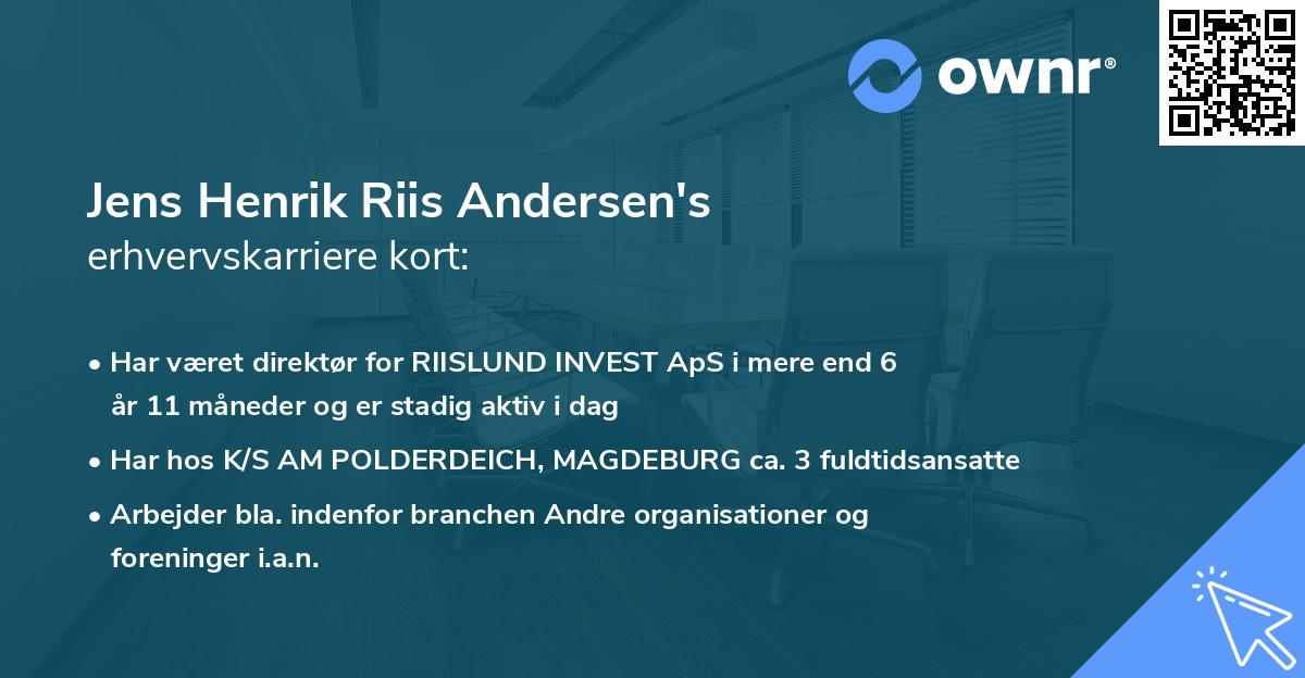 Jens Henrik Riis Andersen's erhvervskarriere kort