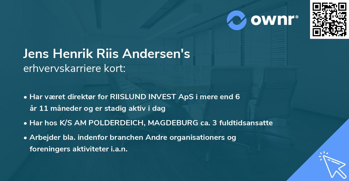 Jens Henrik Riis Andersen's erhvervskarriere kort