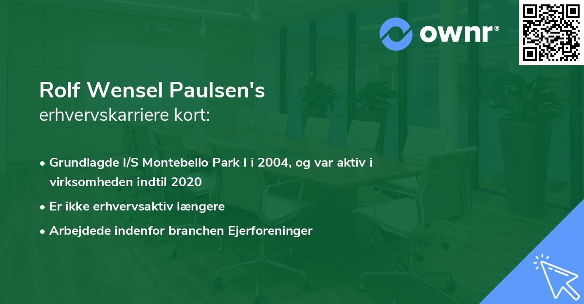 Rolf Wensel Paulsen's erhvervskarriere kort