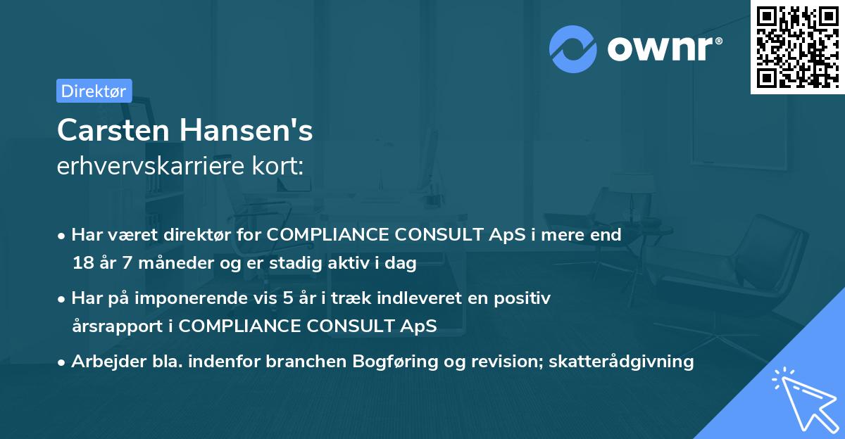 Carsten Hansen's erhvervskarriere kort