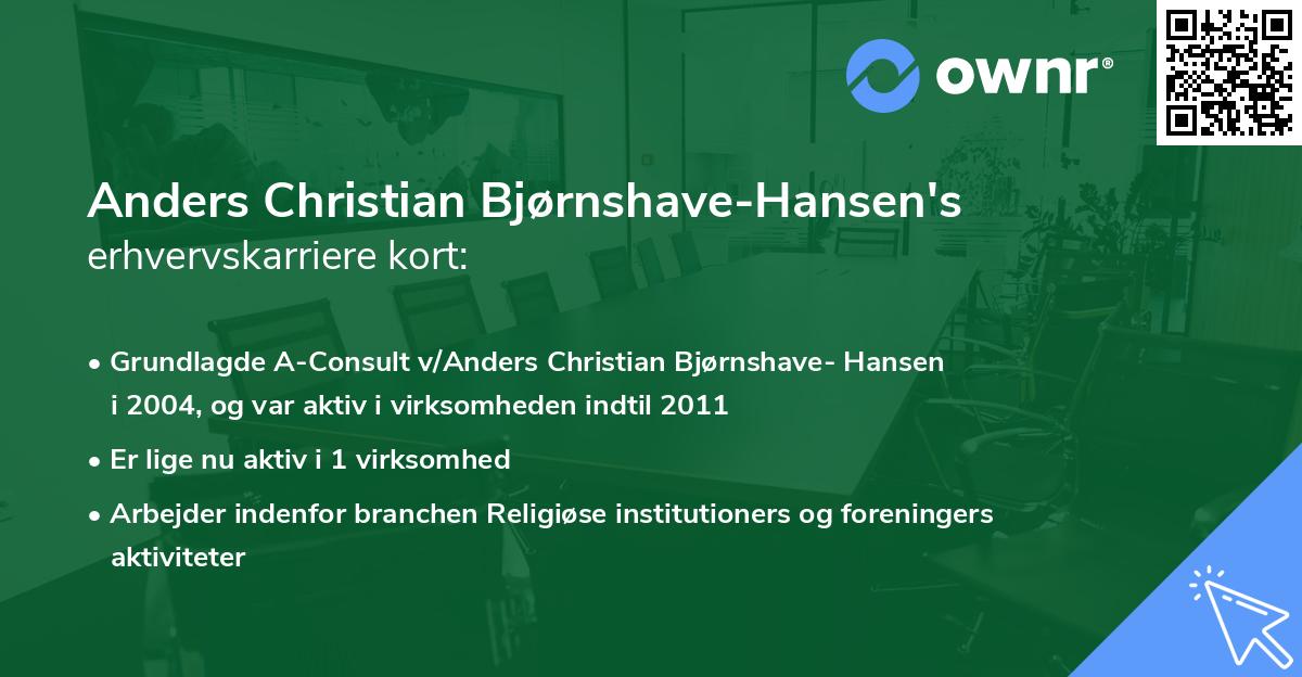 Anders Christian Bjørnshave-Hansen's erhvervskarriere kort