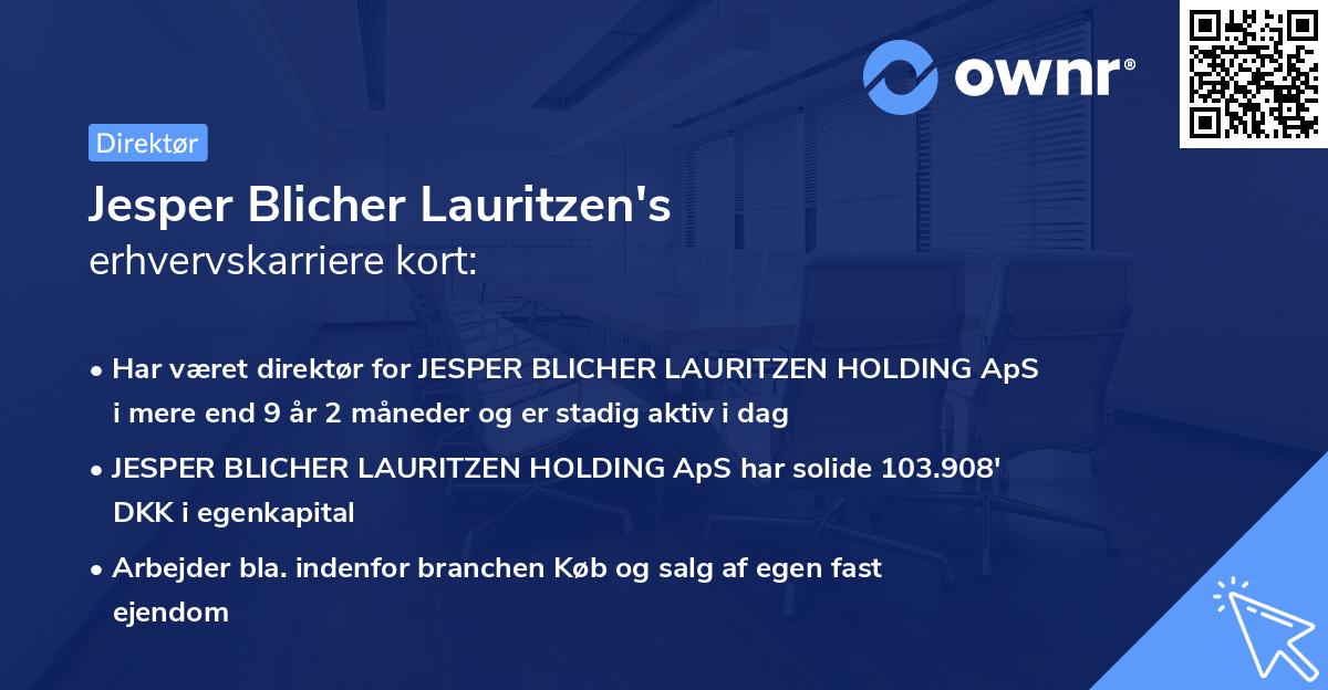Jesper Blicher Lauritzen's erhvervskarriere kort