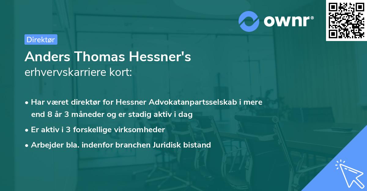 Anders Thomas Hessner's erhvervskarriere kort