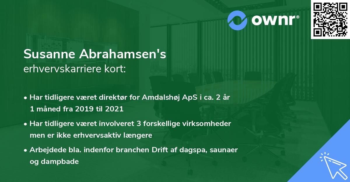Susanne Abrahamsen's erhvervskarriere kort