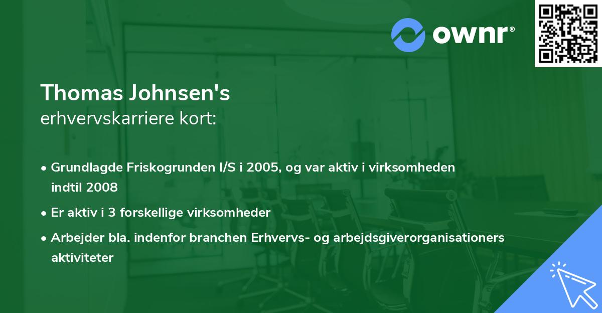 Thomas Johnsen's erhvervskarriere kort
