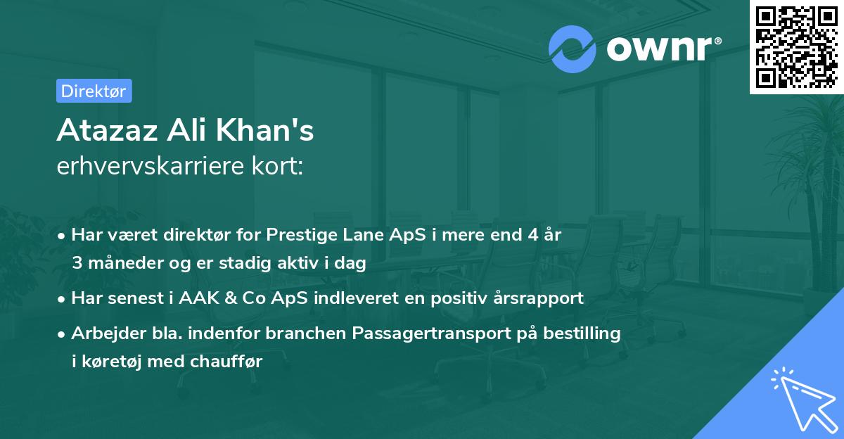 Atazaz Ali Khan's erhvervskarriere kort