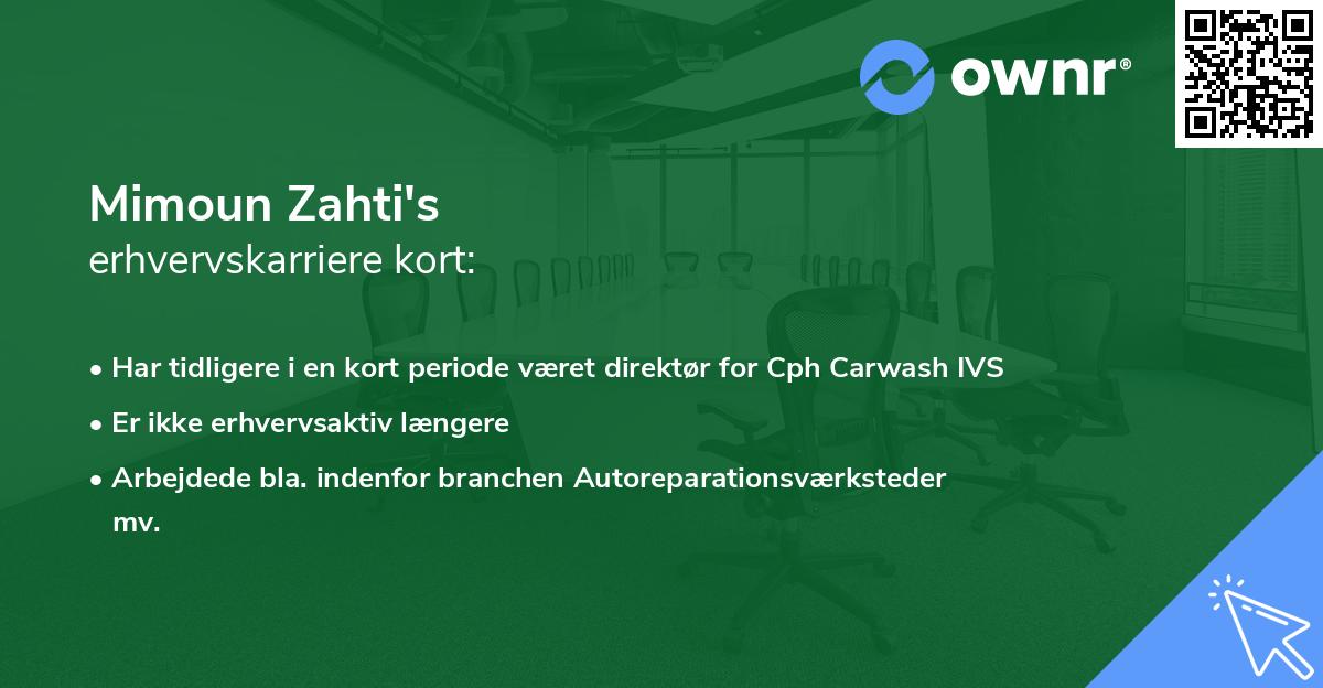 Mimoun Zahti's erhvervskarriere kort