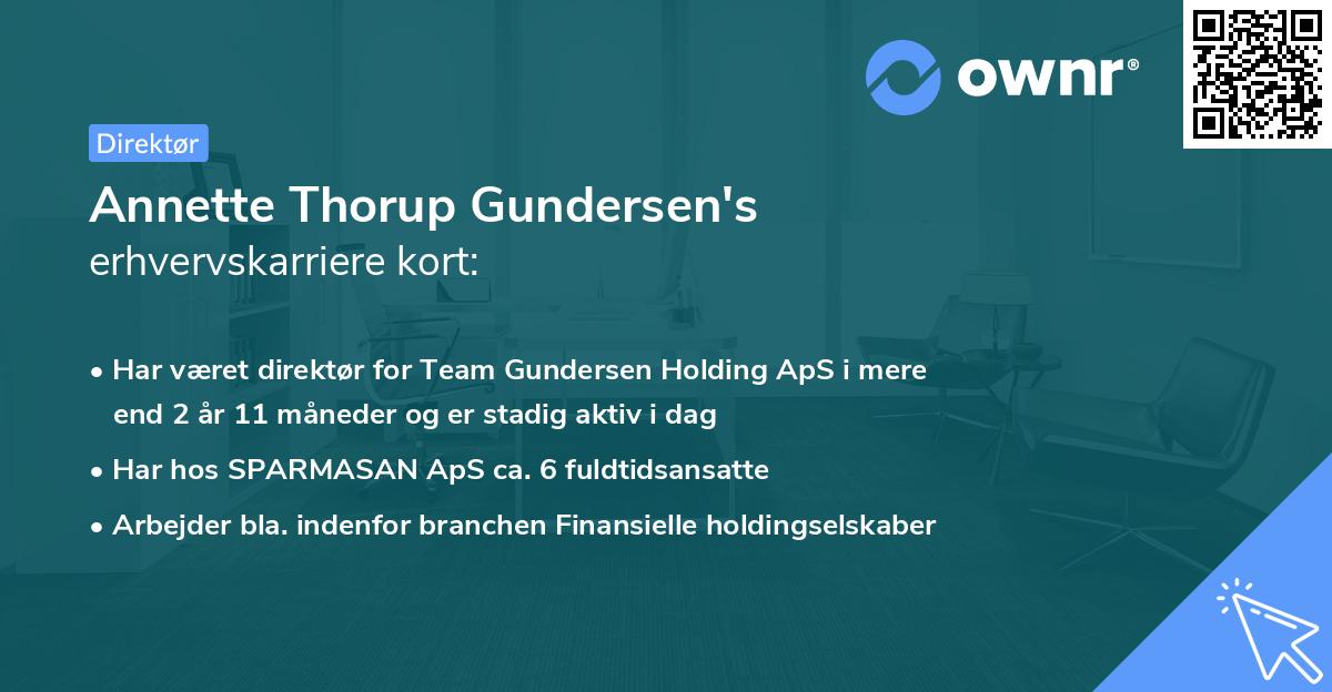 Annette Thorup Gundersen's erhvervskarriere kort