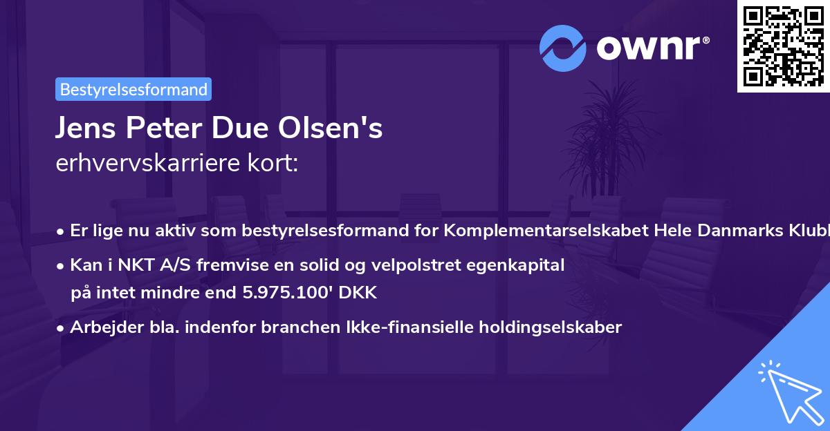 Jens Peter Due Olsen's erhvervskarriere kort