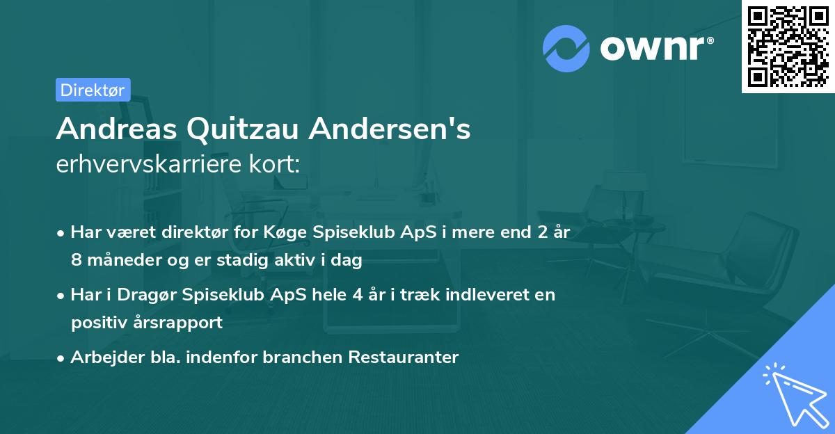 Andreas Quitzau Andersen's erhvervskarriere kort