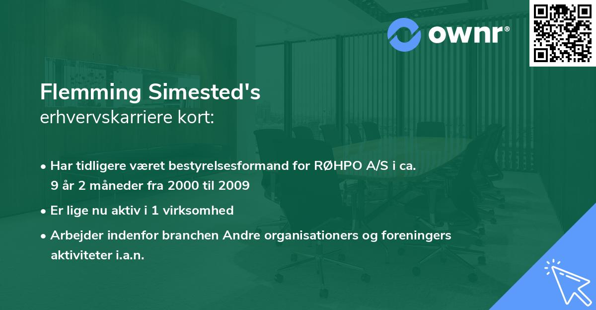 Flemming Simested's erhvervskarriere kort