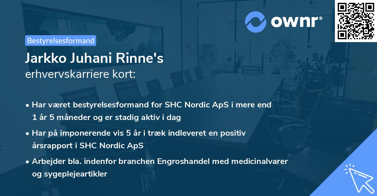 Jarkko Juhani Rinne's erhvervskarriere kort