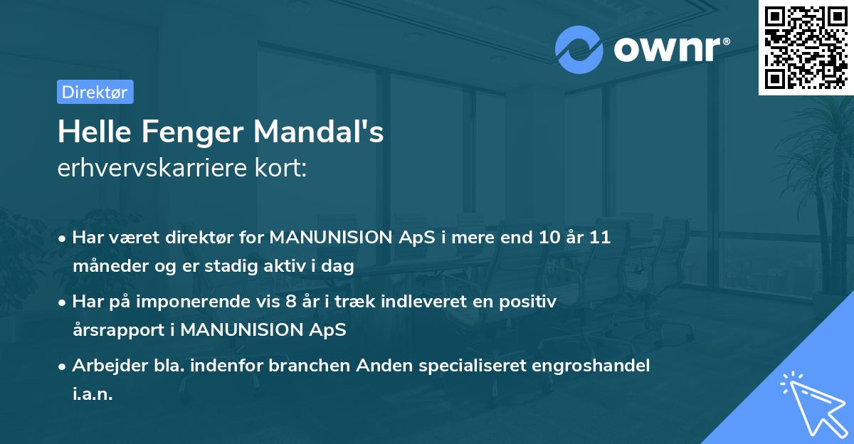Helle Fenger Mandal's erhvervskarriere kort