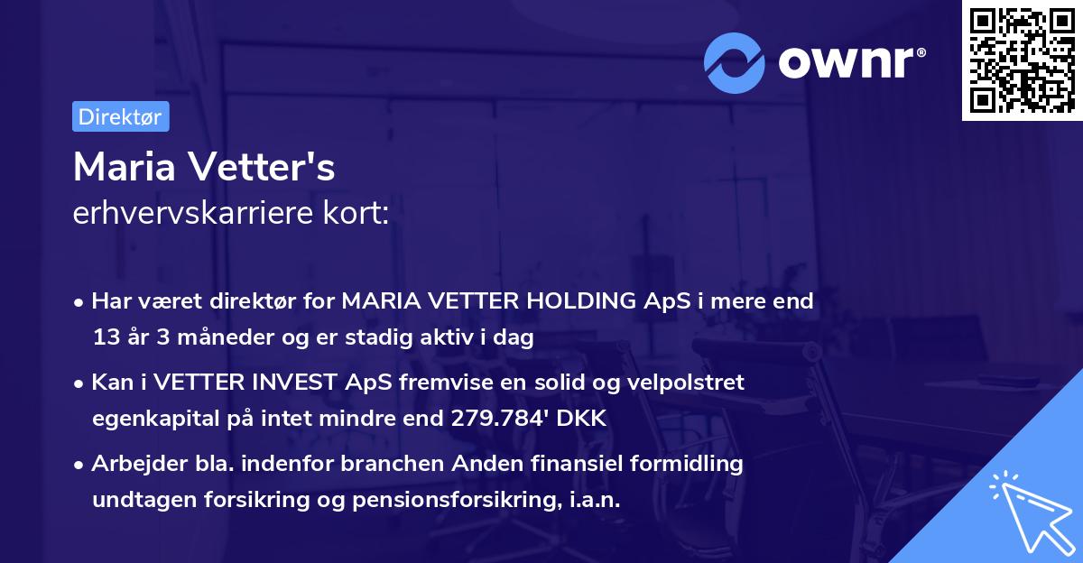 Maria Vetter's erhvervskarriere kort