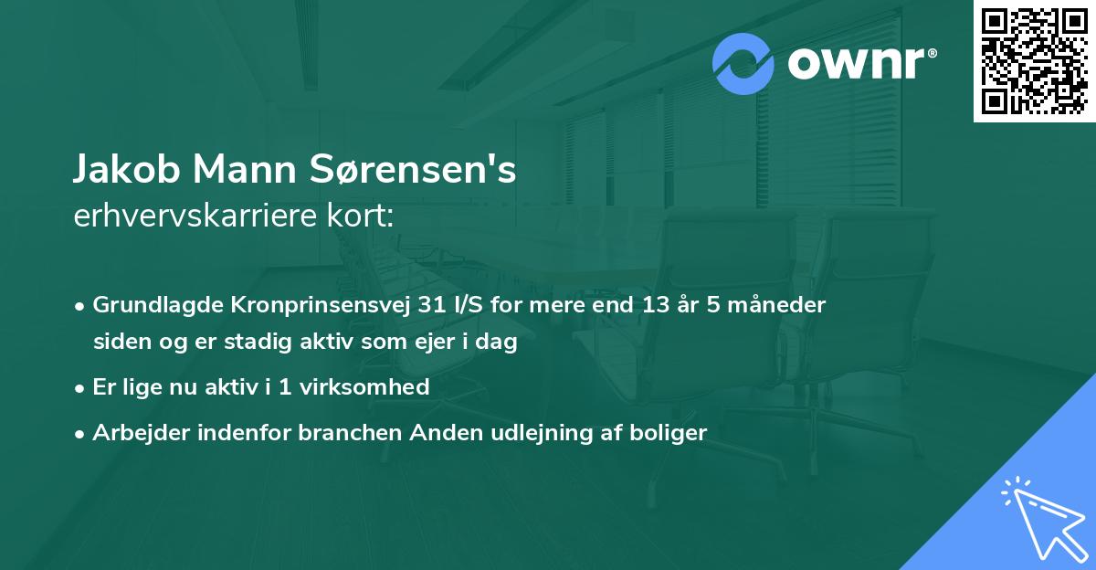 Jakob Mann Sørensen's erhvervskarriere kort