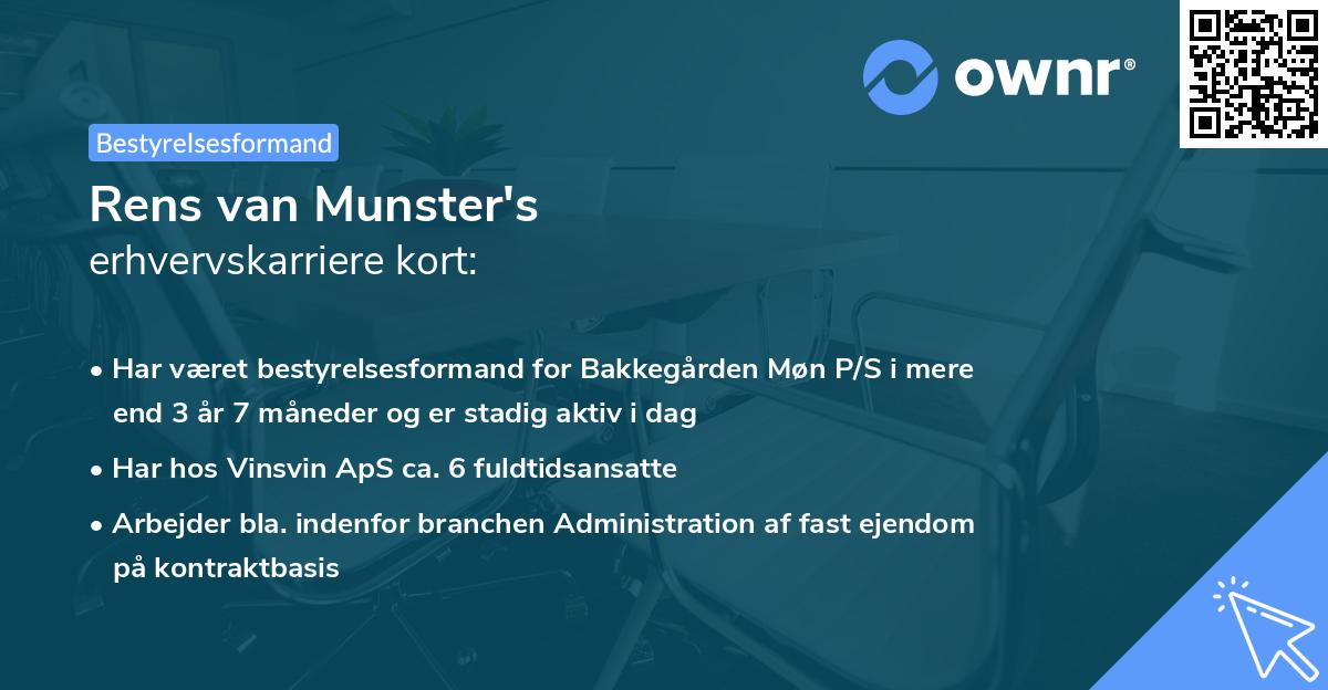 Rens van Munster's erhvervskarriere kort