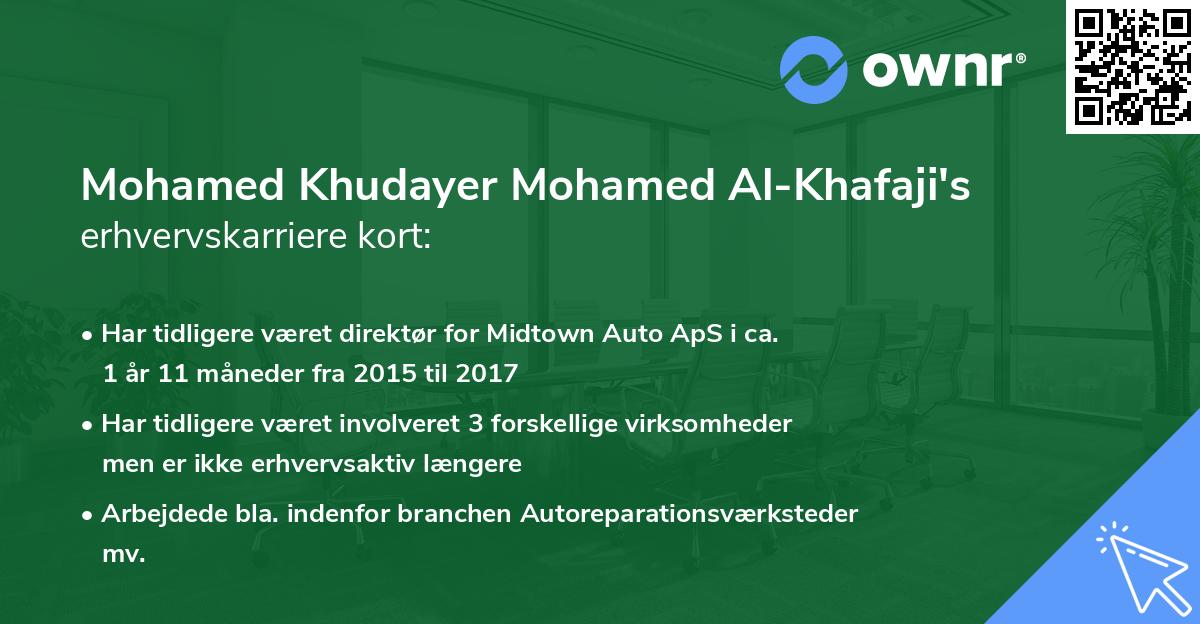 Mohamed Khudayer Mohamed Al-Khafaji's erhvervskarriere kort