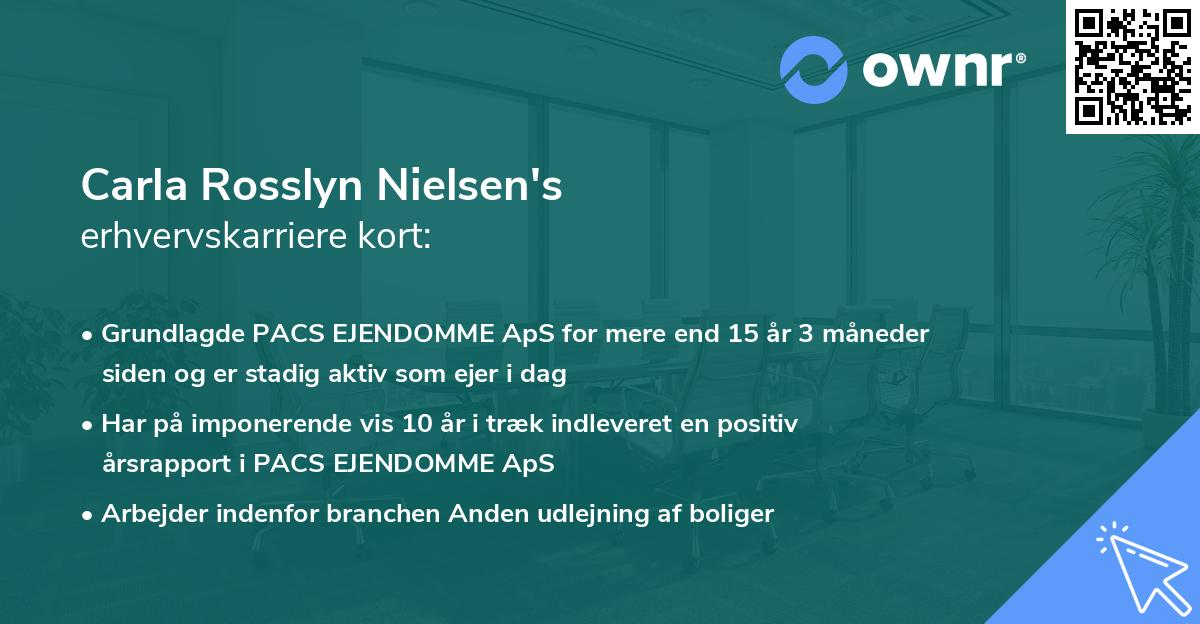 Carla Rosslyn Nielsen's erhvervskarriere kort