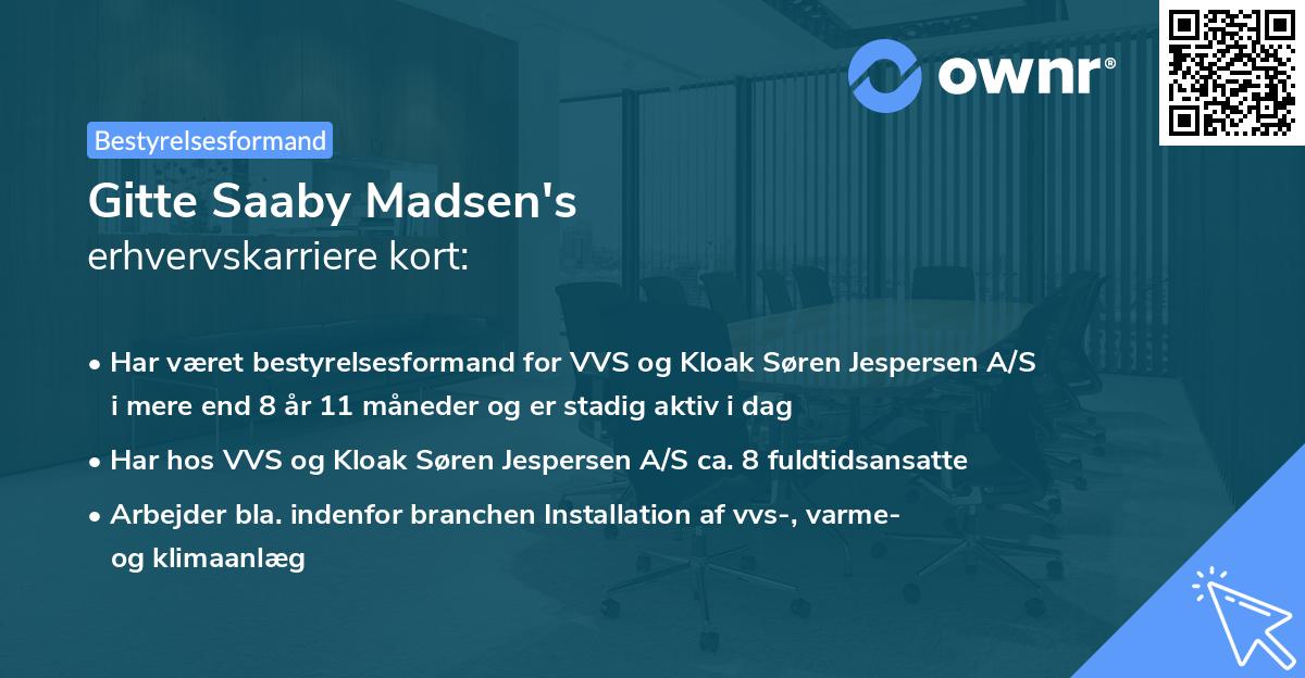 Gitte Saaby Madsen's erhvervskarriere kort