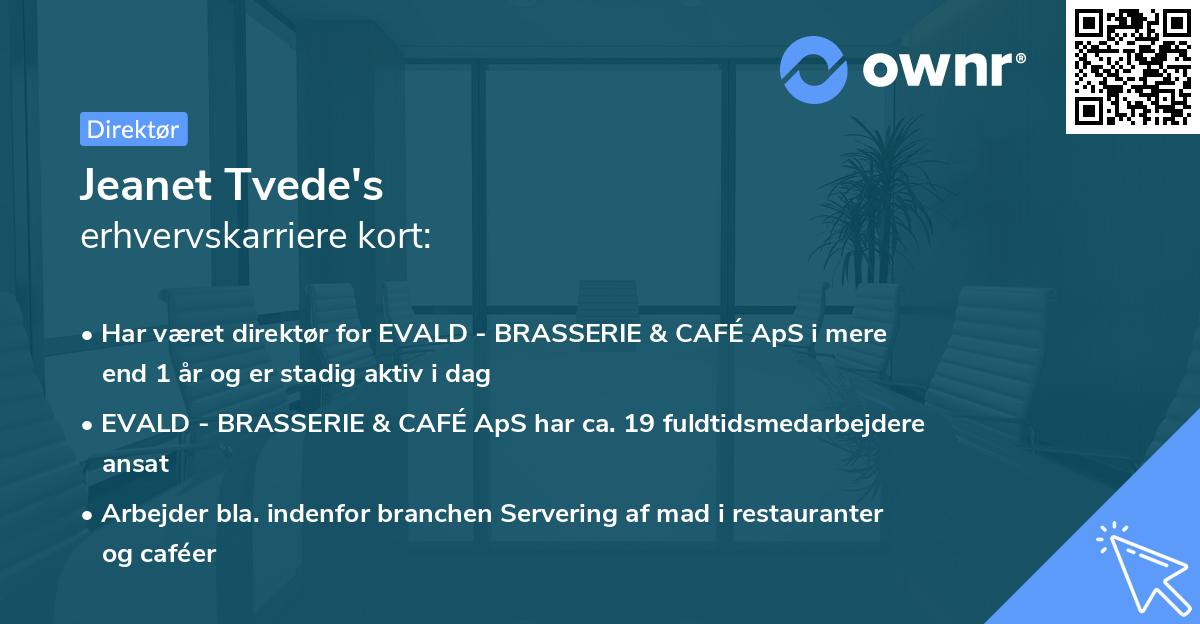 Jeanet Tvede's erhvervskarriere kort