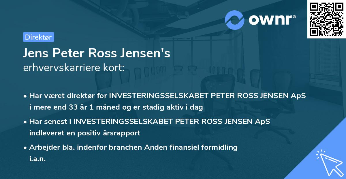 Jens Peter Ross Jensen's erhvervskarriere kort