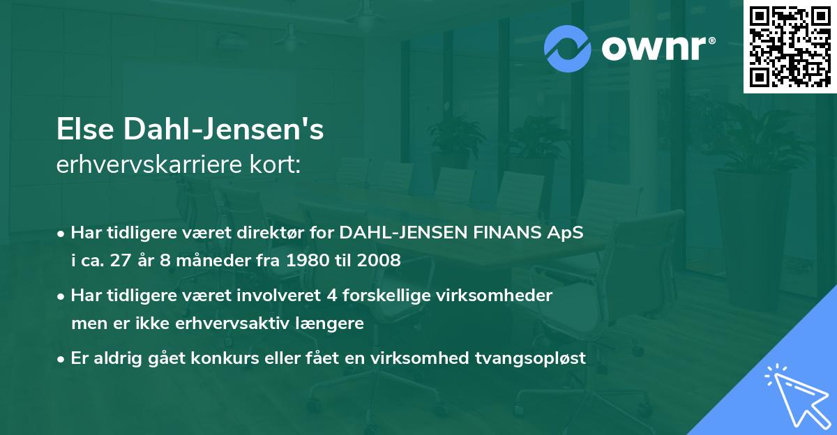 Else Dahl-Jensen's erhvervskarriere kort