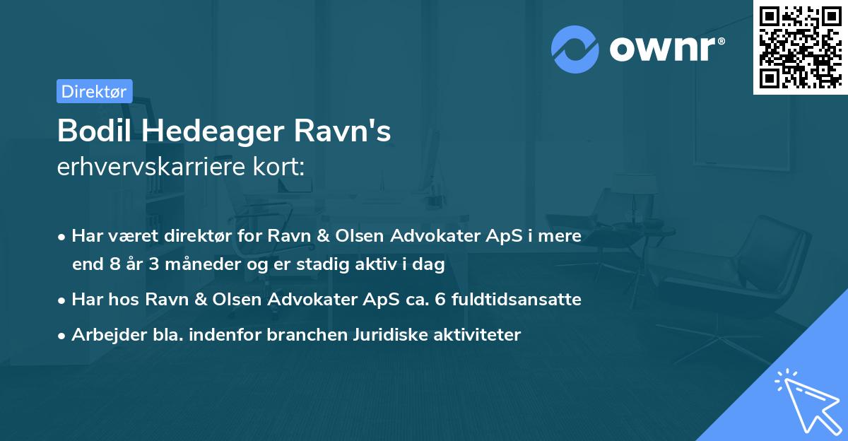 Bodil Hedeager Ravn's erhvervskarriere kort