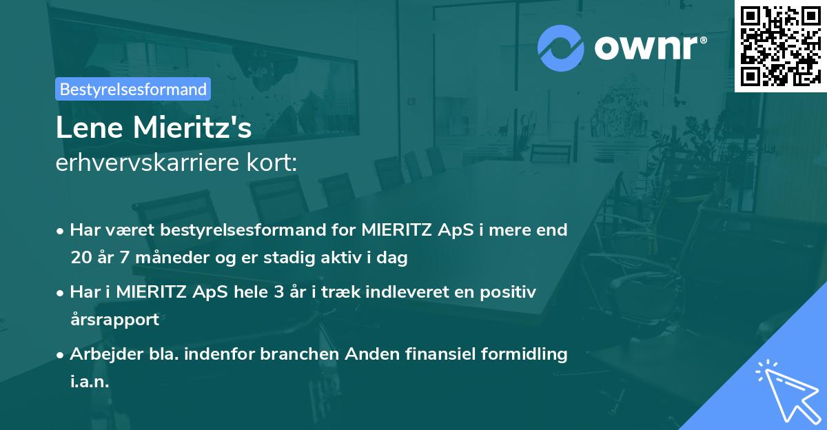 Lene Mieritz's erhvervskarriere kort
