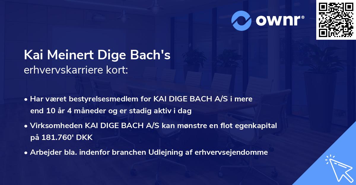 Kai Meinert Dige Bach's erhvervskarriere kort