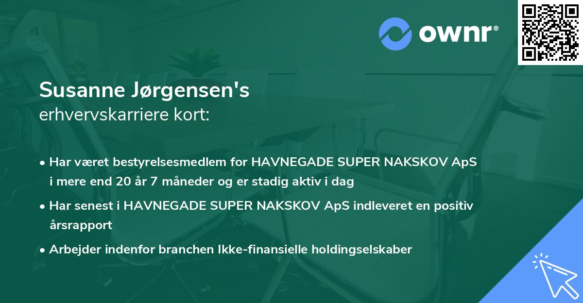 Susanne Jørgensen's erhvervskarriere kort
