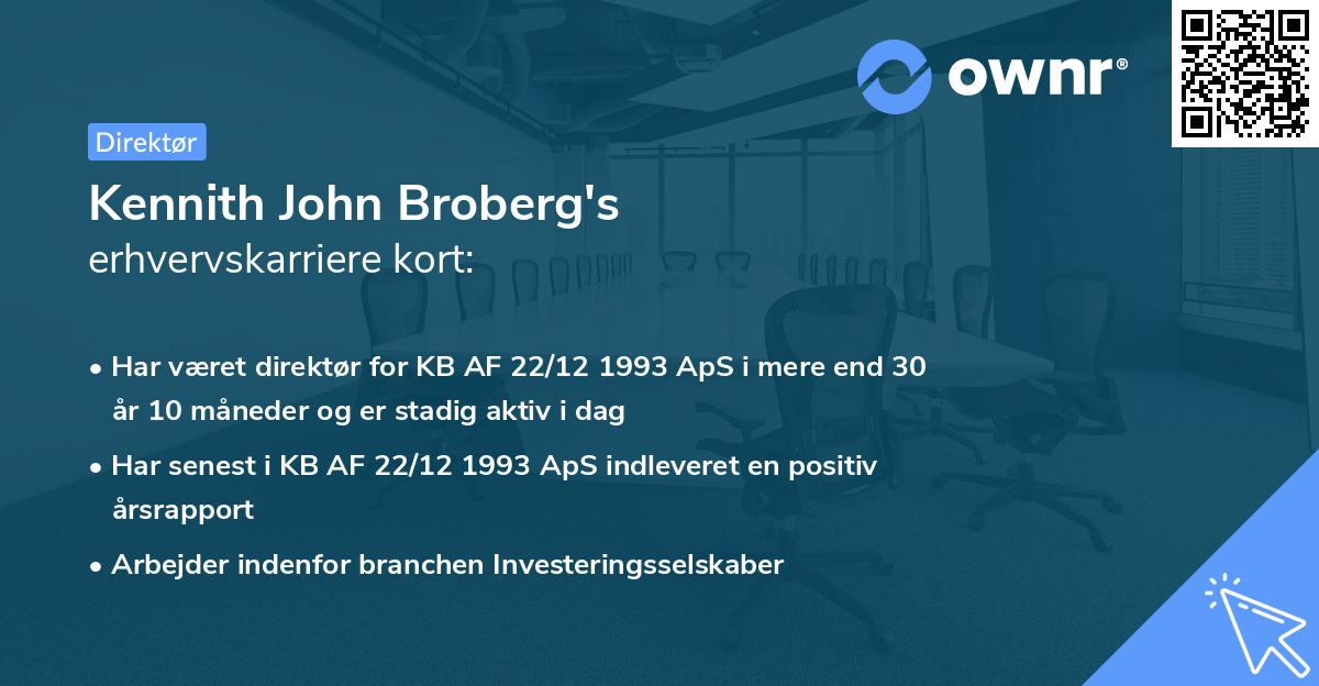 Kennith John Broberg's erhvervskarriere kort