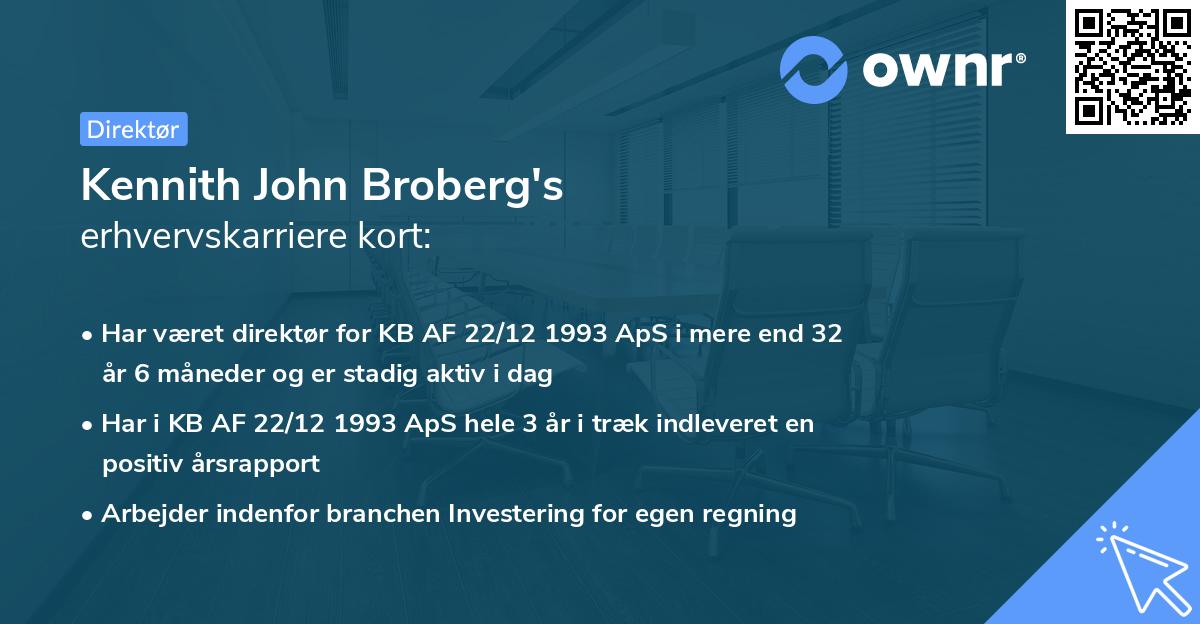 Kennith John Broberg's erhvervskarriere kort
