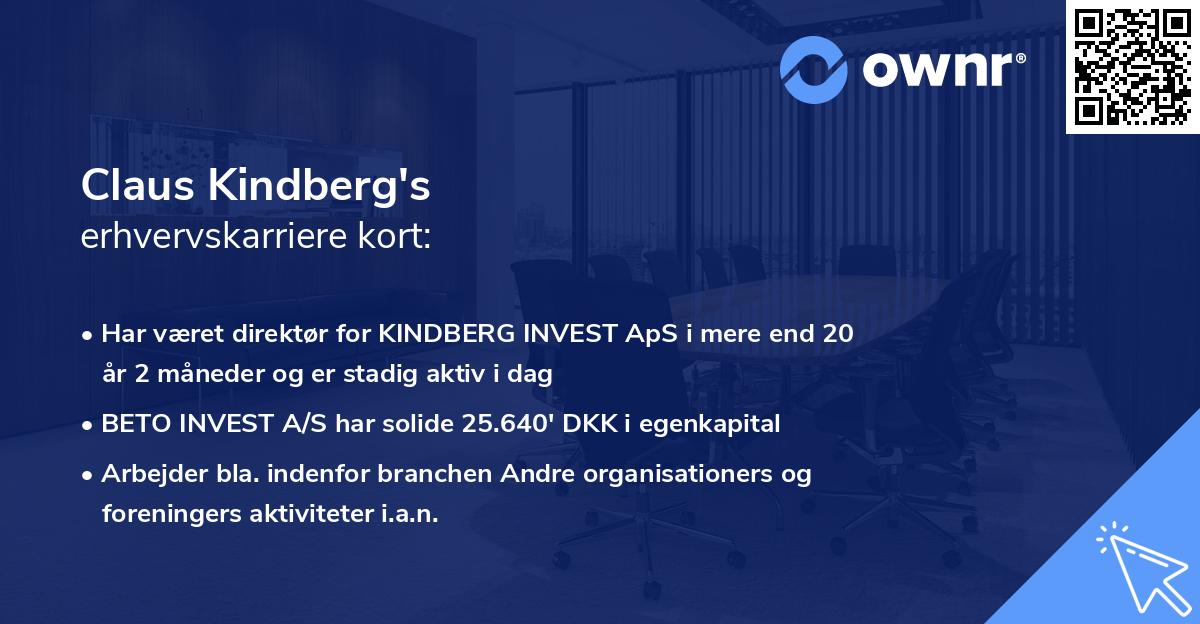 Claus Kindberg's erhvervskarriere kort