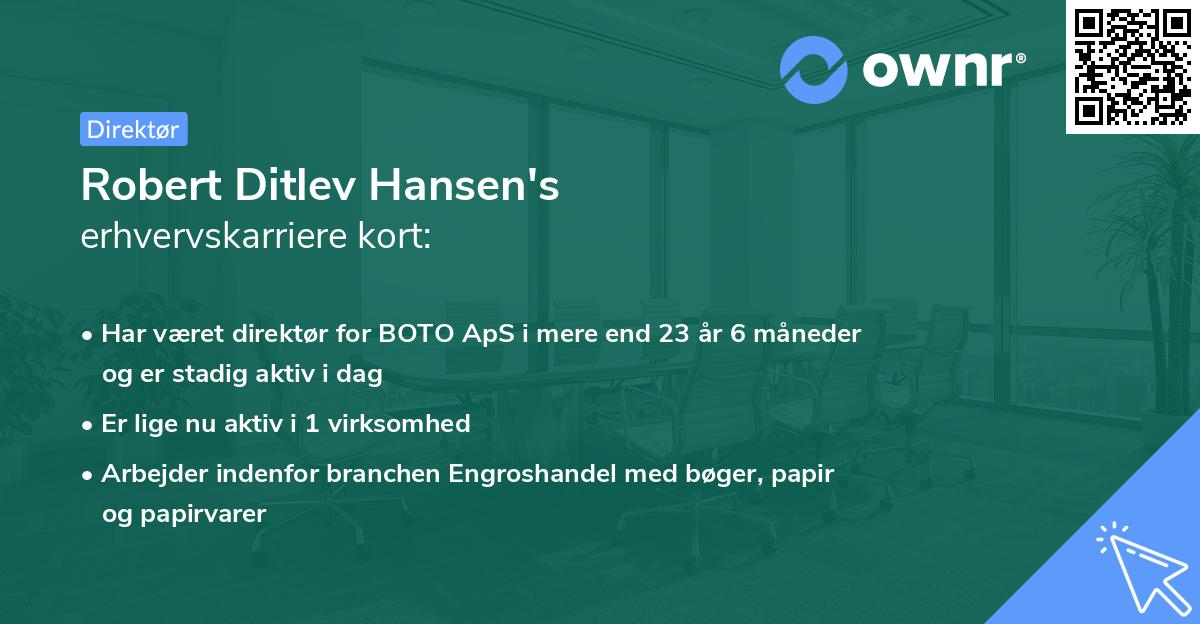 Robert Ditlev Hansen's erhvervskarriere kort