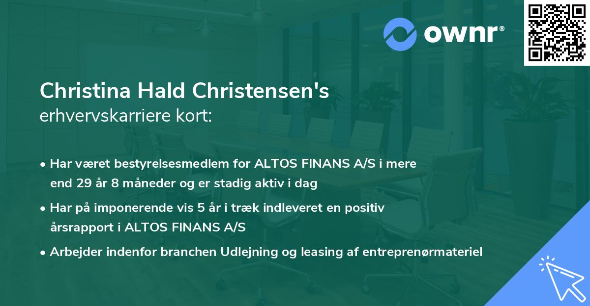 Christina Hald Christensen's erhvervskarriere kort