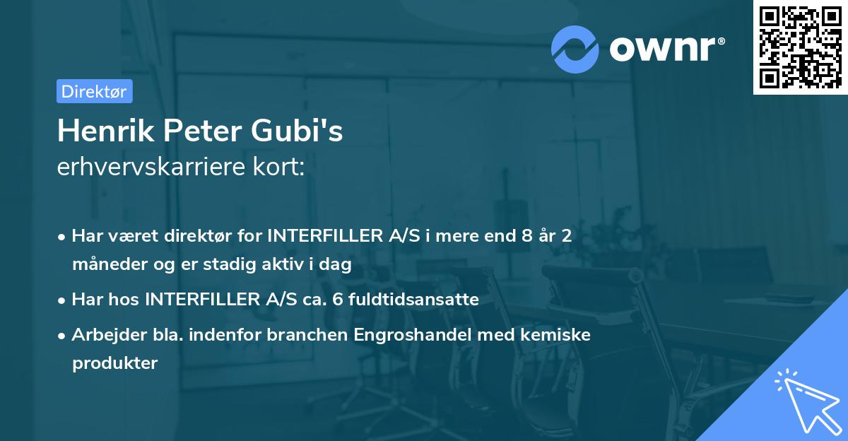 Henrik Peter Gubi's erhvervskarriere kort