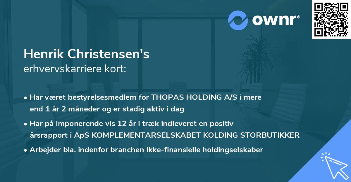Henrik Christensen's erhvervskarriere kort