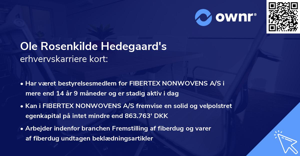 Ole Rosenkilde Hedegaard's erhvervskarriere kort