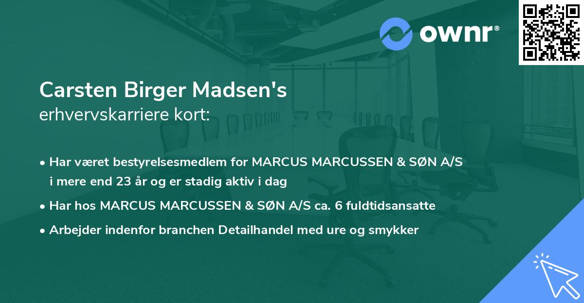 Carsten Birger Madsen's erhvervskarriere kort