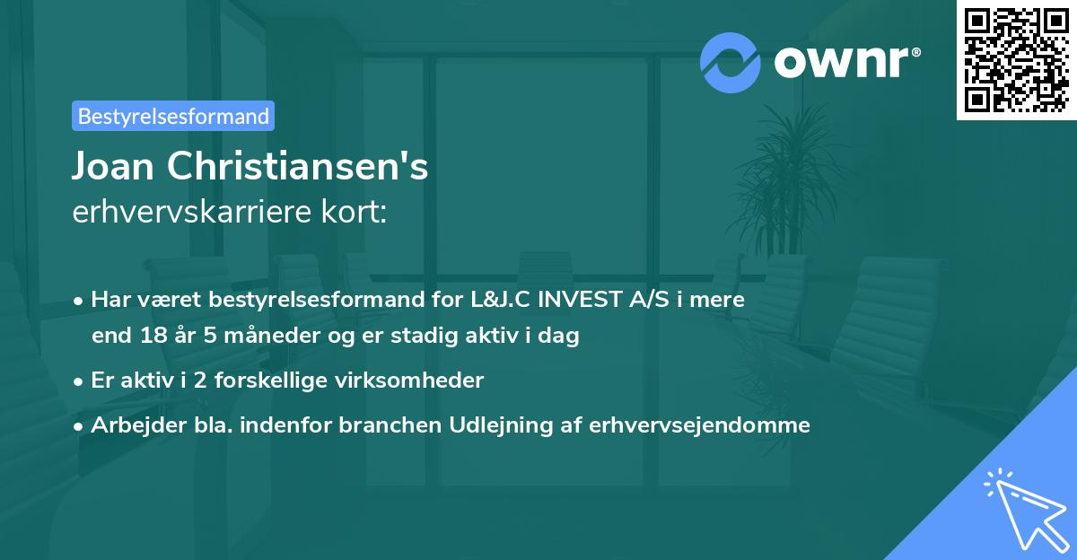Joan Christiansen's erhvervskarriere kort