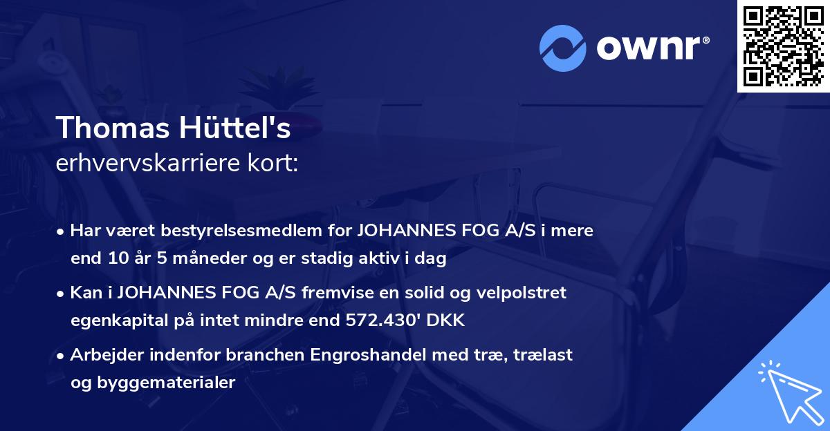 Thomas Hüttel's erhvervskarriere kort