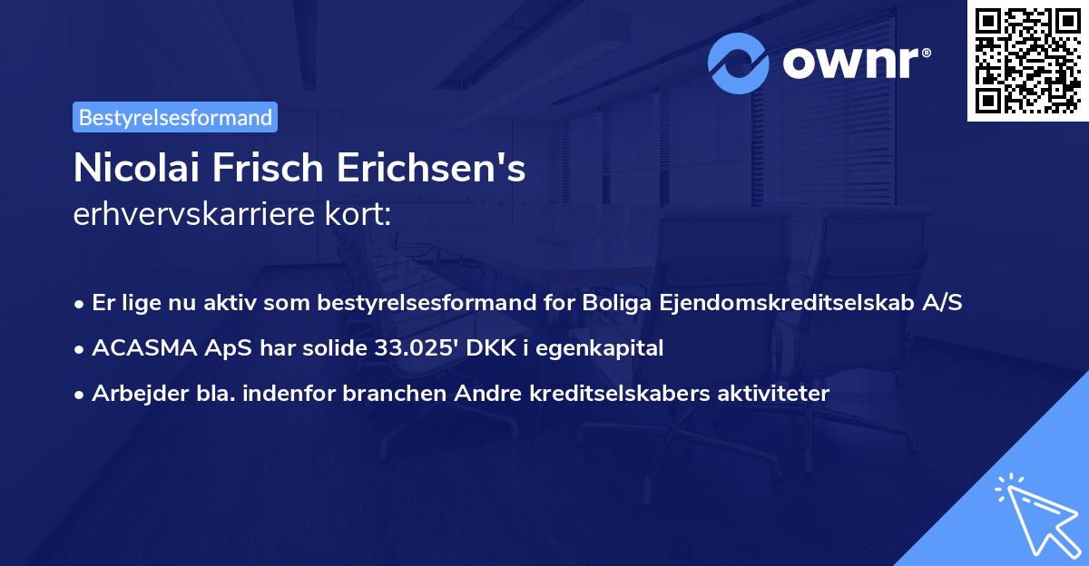 Nicolai Frisch Erichsen's erhvervskarriere kort