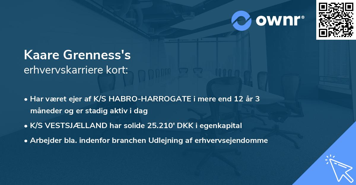 Kaare Grenness's erhvervskarriere kort