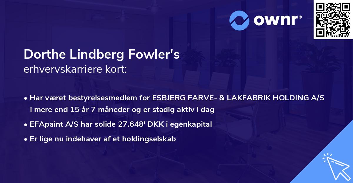 Dorthe Lindberg Fowler's erhvervskarriere kort