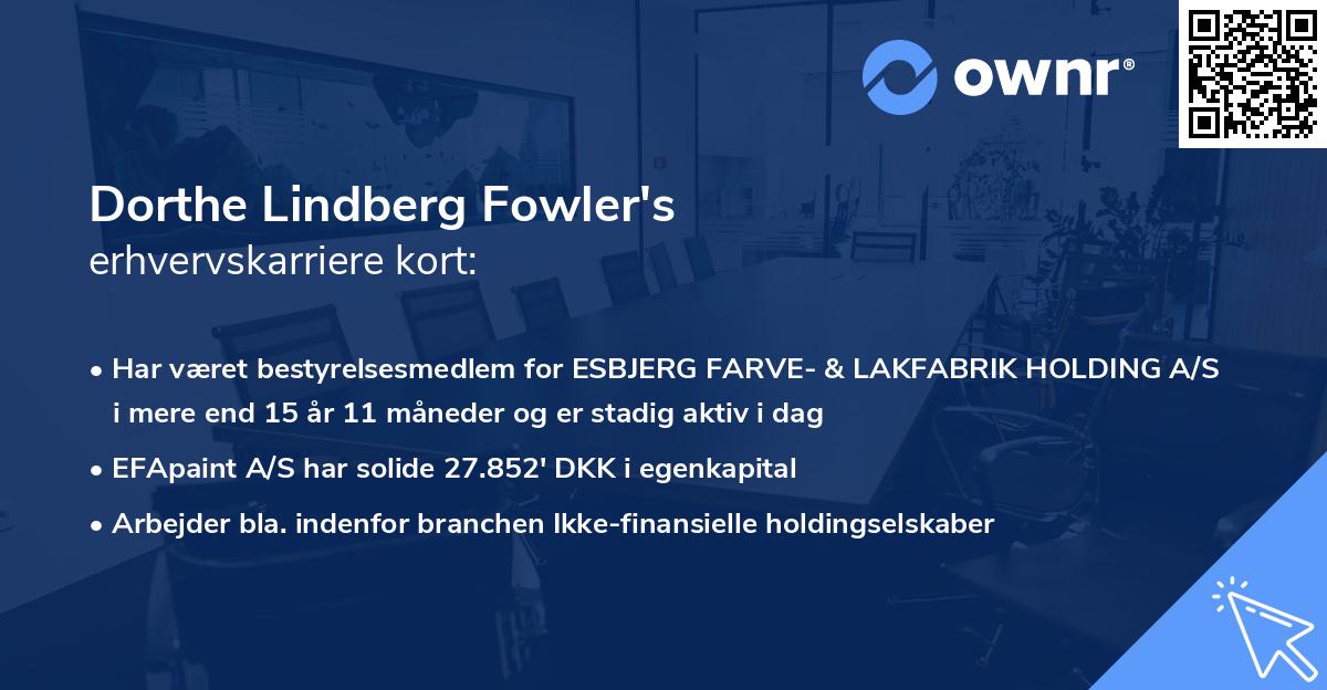 Dorthe Lindberg Fowler's erhvervskarriere kort