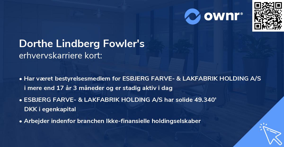 Dorthe Lindberg Fowler's erhvervskarriere kort