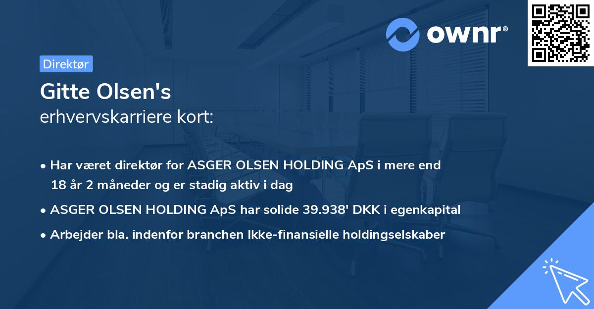 Gitte Olsen's erhvervskarriere kort