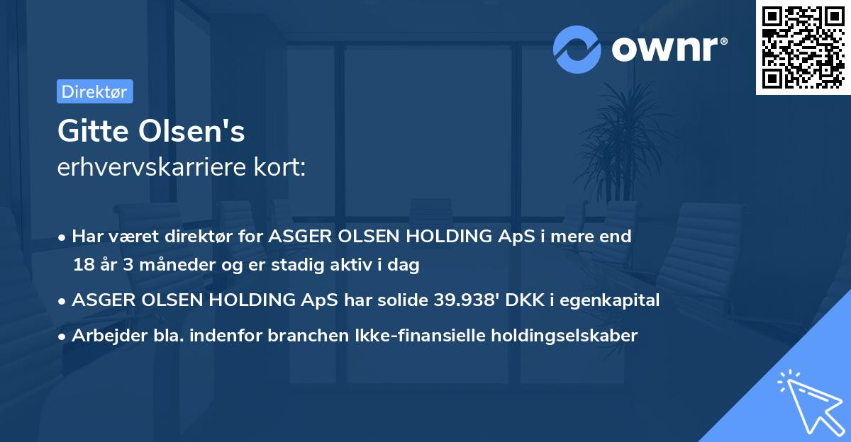 Gitte Olsen's erhvervskarriere kort