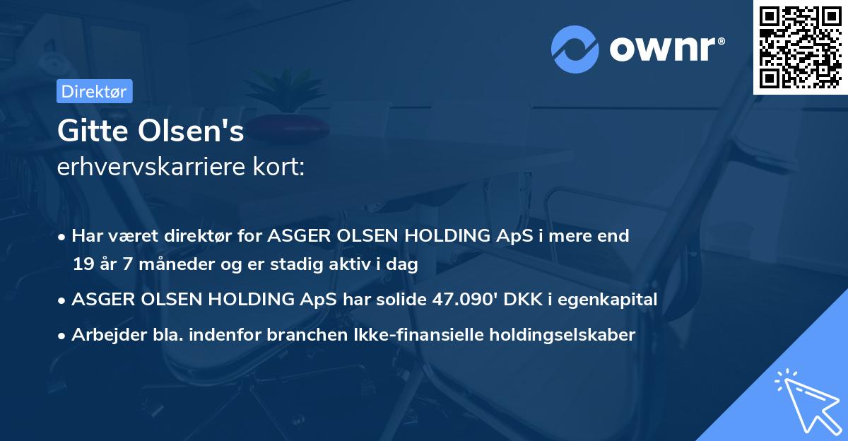 Gitte Olsen's erhvervskarriere kort